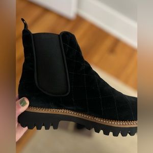 Jon Josef Gia Quilted Velvet Chelsea Boots